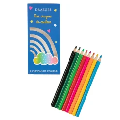 Fournitures Scolaires*Draeger Paris 8 crayons de couleur arc-en-ciel