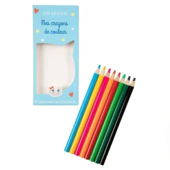 Fournitures Scolaires*Draeger Paris 8 crayons de couleur chat