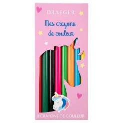 Fournitures Scolaires*Draeger Paris 8 crayons de couleur licorne
