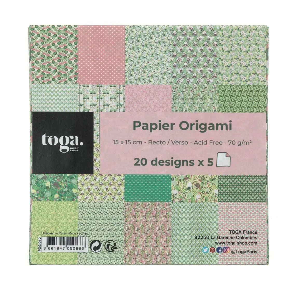 Papier Unitaire*Draeger Paris 100 papiers imprimé Origami Kyoto - 15x15 cm