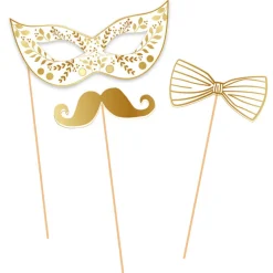 Décorations De Table*Draeger Paris Accessoires photobooth en papier - Blanc et or - Spécial Réveillon