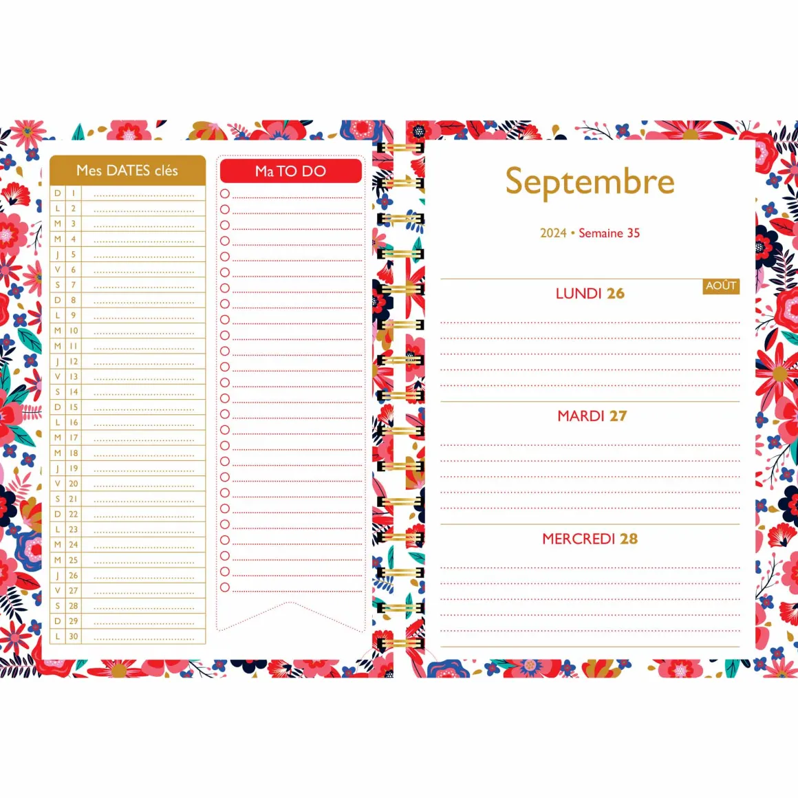 Agendas|Semainiers*Draeger Paris Agenda semainier 2024-2025 13x18 cm - Floral