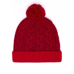 Bonnets*Draeger Paris Bonnet Bicolore Avec Pompon - Bordeaux et Rouge