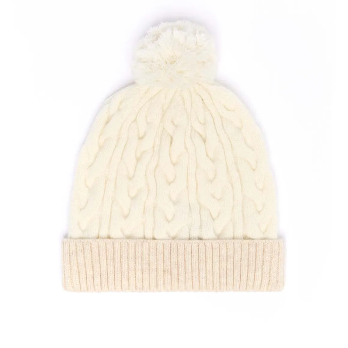 Bonnets*Draeger Paris Bonnet Bicolore Avec Pompon - Blanc et Ivoire