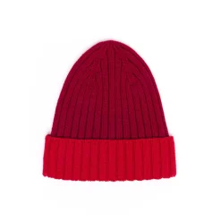 Bonnets*Draeger Paris Bonnet Bicolore en Laine – Bordeaux et Rouge
