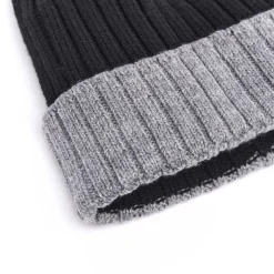 Bonnets*Draeger Paris Bonnet Bicolore en Laine - Noir et Gris