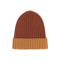 Bonnets*Draeger Paris Bonnet Bicolore en Laine – Cognac et Camel