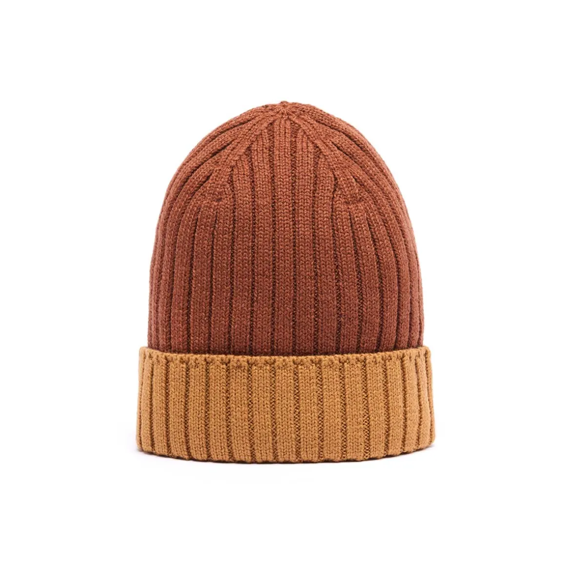 Bonnets*Draeger Paris Bonnet Bicolore en Laine – Cognac et Camel