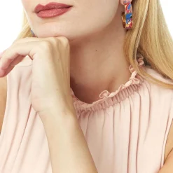 Boucles D'oreilles*Draeger Paris Boucles d'oreilles Créoles Email RIO Fleurs