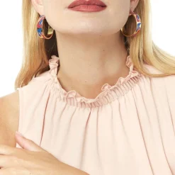 Boucles D'oreilles*Draeger Paris Boucles d'oreilles Créoles Email RIO Fleurs