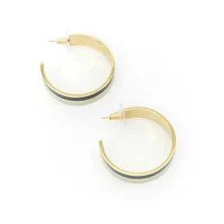 Boucles D'oreilles*Draeger Paris Boucles d'oreilles Créoles Tokyo émail bleu & lavande