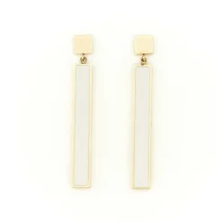 Boucles D'oreilles*Draeger Paris Boucles d'oreilles Email Barre New-York - Crème
