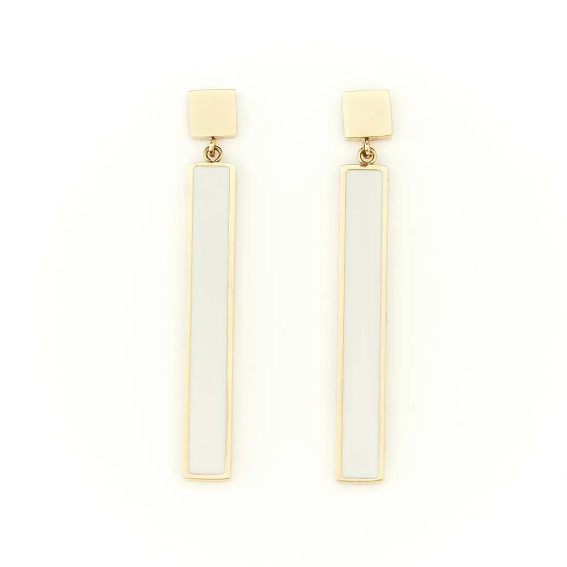 Boucles D'oreilles*Draeger Paris Boucles d'oreilles Email Barre New-York - Crème