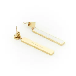 Boucles D'oreilles*Draeger Paris Boucles d'oreilles Email Barre New-York - Crème