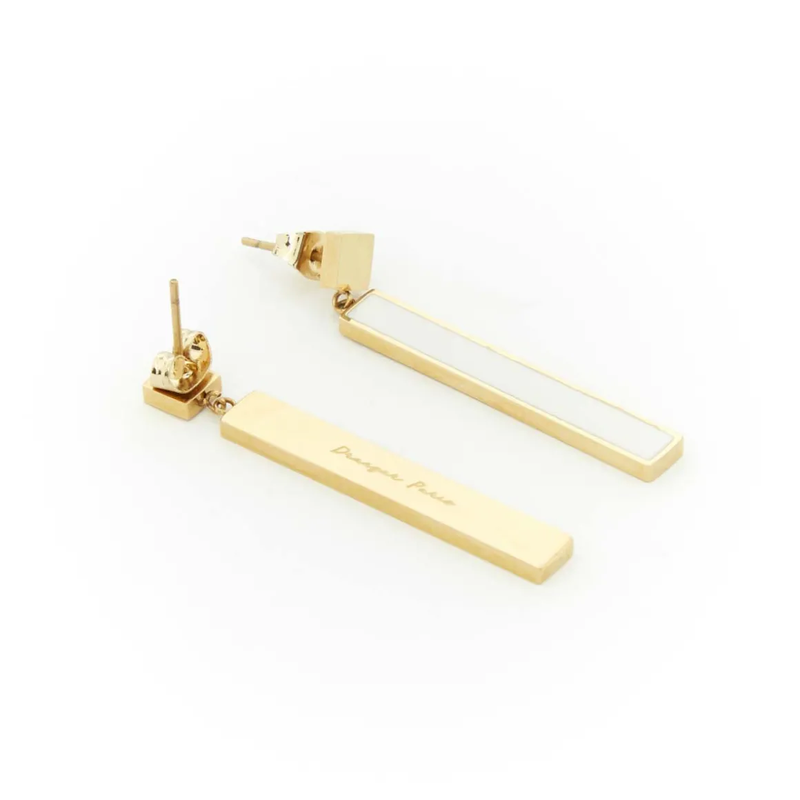 Boucles D'oreilles*Draeger Paris Boucles d'oreilles Email Barre New-York - Crème