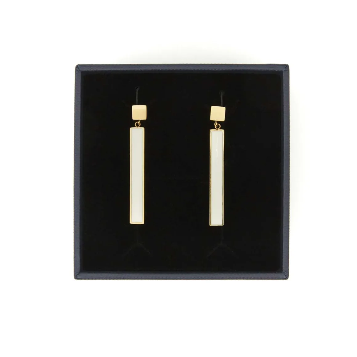 Boucles D'oreilles*Draeger Paris Boucles d'oreilles Email Barre New-York - Crème
