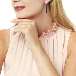 Boucles D'oreilles*Draeger Paris Boucles d'oreilles émail barré Tokyo - Bleu