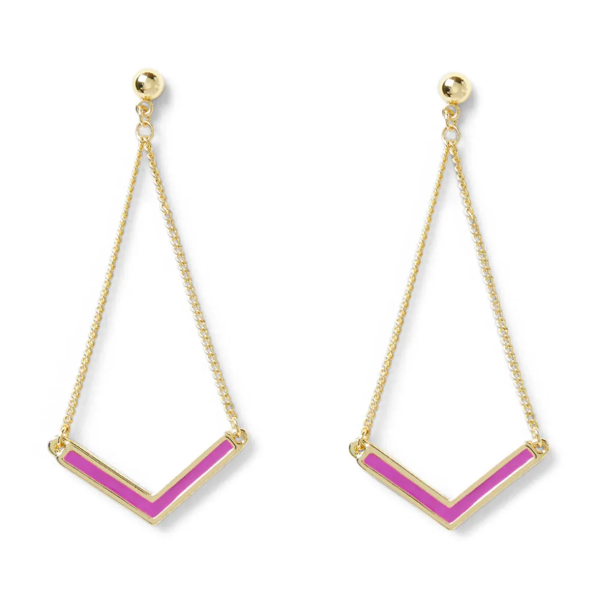 Boucles D'oreilles*Draeger Paris Boucles d'oreilles V émail fuchsia