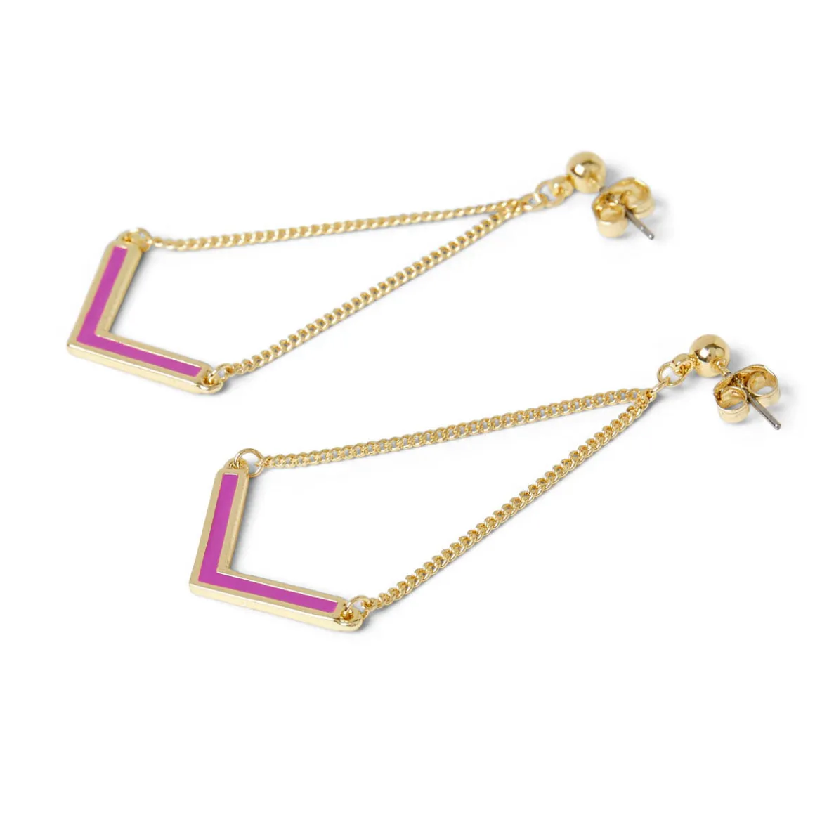 Boucles D'oreilles*Draeger Paris Boucles d'oreilles V émail fuchsia