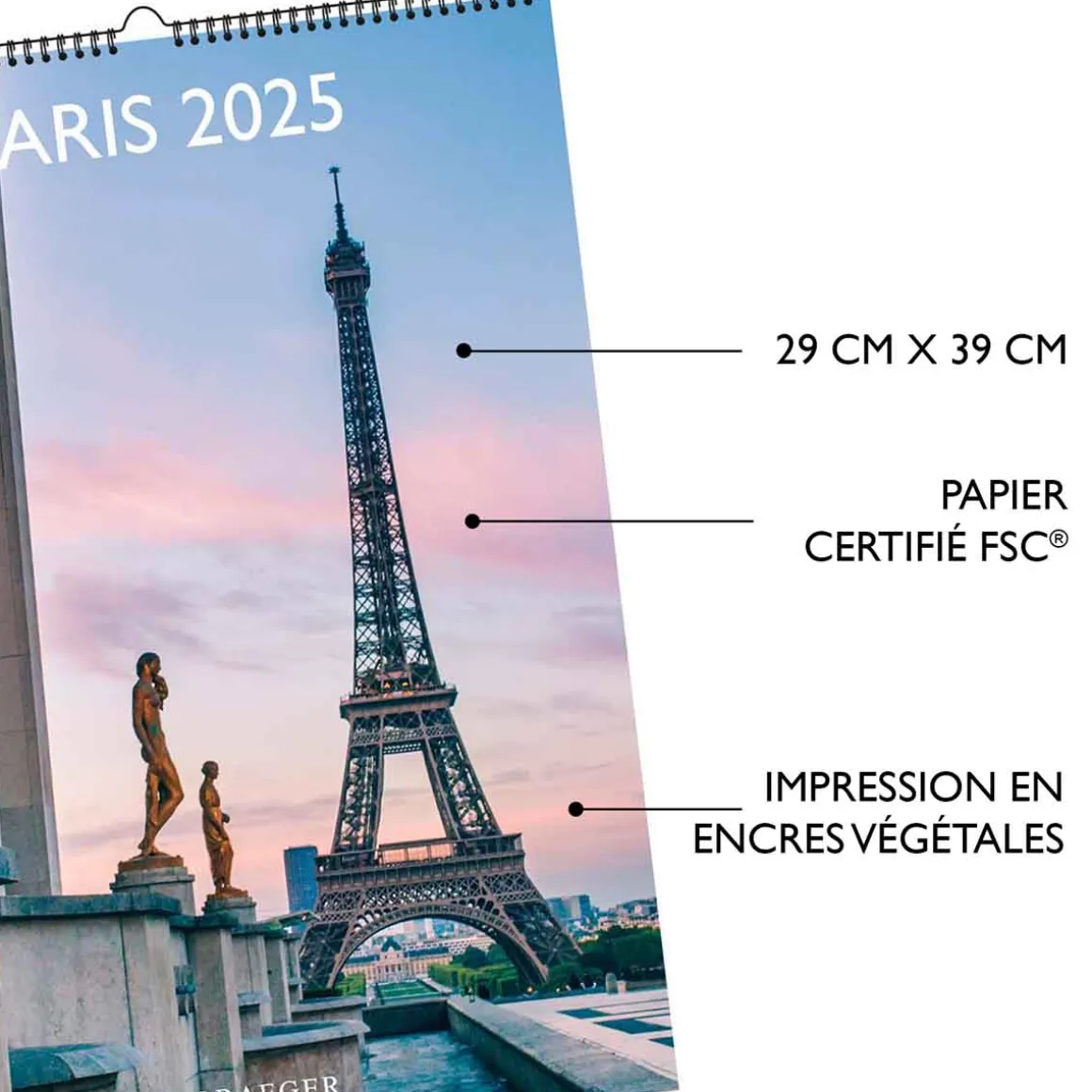 Calendriers|Agendas*Draeger Paris Calendrier Mural déco 29x39 cm 2025