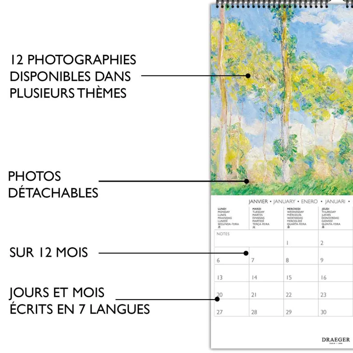Calendriers|Agendas*Draeger Paris Calendrier Mural déco 29x39 cm 2025