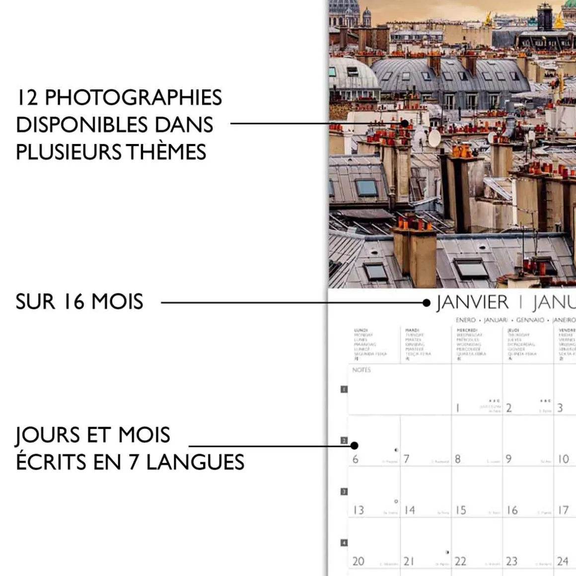Calendriers|Agendas*Draeger Paris Calendrier Mural déco 29x39 cm 2025