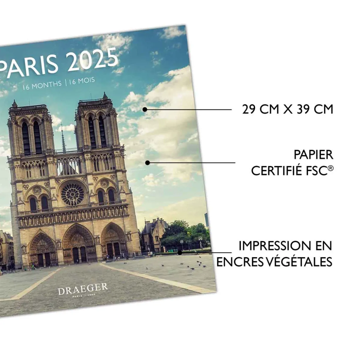 Calendriers|Agendas*Draeger Paris Calendrier Mural déco 29x39 cm 2025