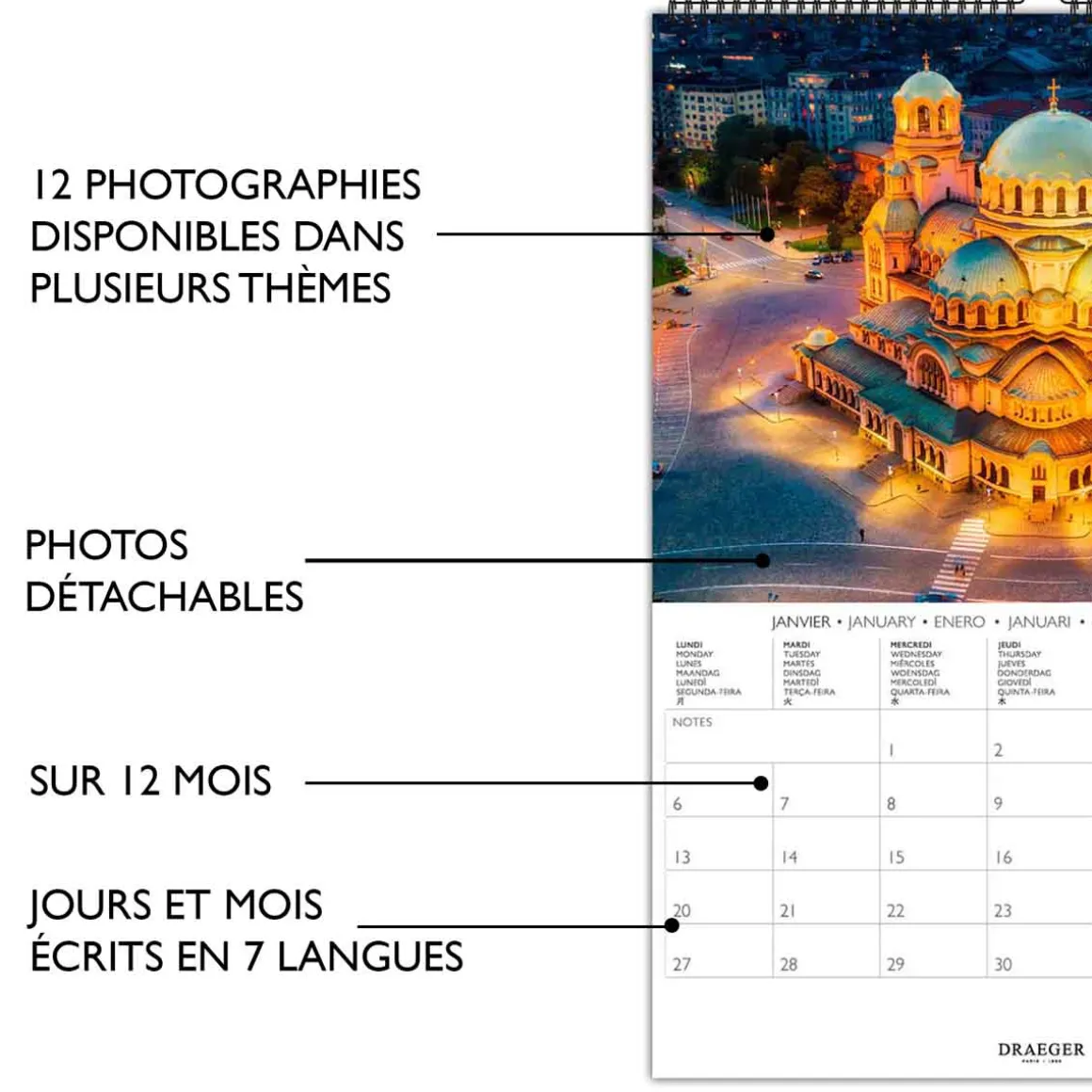 Calendriers|Agendas*Draeger Paris Calendrier Mural déco 29x39 cm 2025
