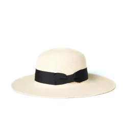 Mariage*Draeger Paris Capeline en papier - Ecru - Galon et noeud noir - Femme