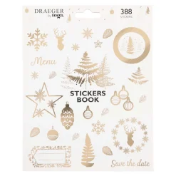 Décorations De Table|Stickers Muraux*Draeger Paris Carnet de stickers en papier - Blanc et or - Spécial Réveillon