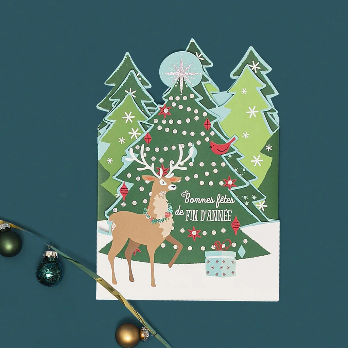 Cartes De Noêl*Draeger Paris Carte de vœux accordéon - Forêt de Noël