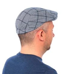 Casquettes*Draeger Paris Casquette plate à carreaux - Bleue - Homme - Taille unique - Draeger