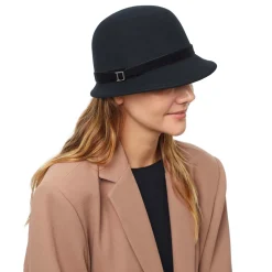 Chapeaux*Draeger Paris Chapeau en Laine Cloche Feutre Noir
