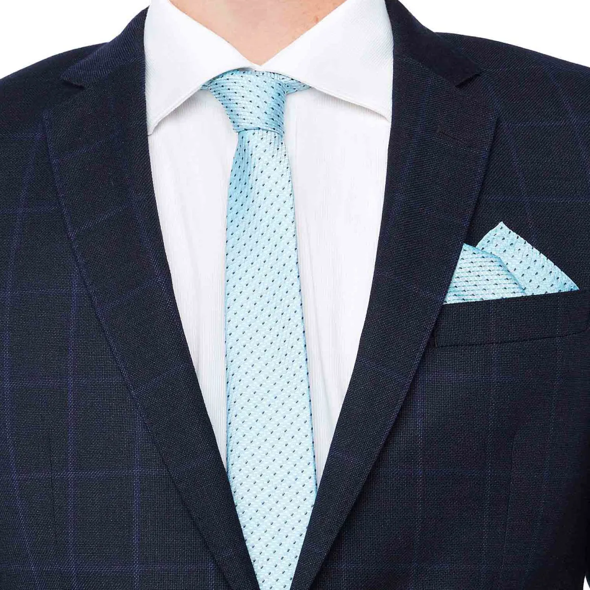 Cravates*Draeger Paris Cravate en Soie Jacquard Bleu - Micro motif