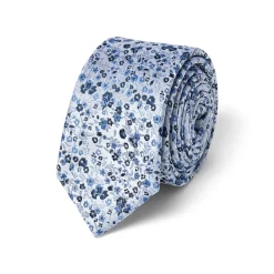 Cravates*Draeger Paris Cravate jacquard en 100% soie - Imprimé Fleur - Bleu - 150 x 6 x 7 cm