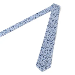 Cravates*Draeger Paris Cravate jacquard en 100% soie - Imprimé Fleur - Bleu - 150 x 6 x 7 cm