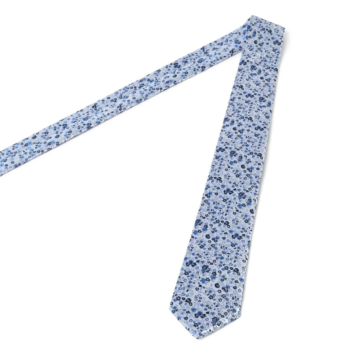 Cravates*Draeger Paris Cravate jacquard en 100% soie - Imprimé Fleur - Bleu - 150 x 6 x 7 cm