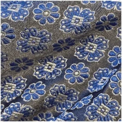 Cravates*Draeger Paris Cravate jacquard en 100% soie - Imprimé Fleur - Bleu - 150 x 6 x 7 cm
