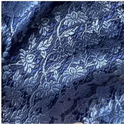 Cravates*Draeger Paris Cravate jacquard en 100% soie - Imprimé Fleur - Bleu - 150 x 6 x 7 cm