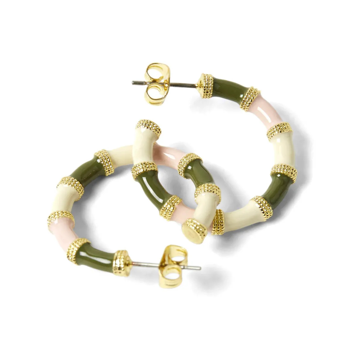 Boucles D'oreilles*Draeger Paris Créoles kaki et crème
