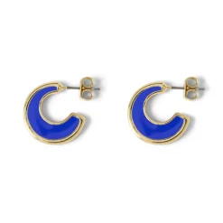 Boucles D'oreilles*Draeger Paris Créoles émail bleu