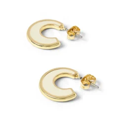 Boucles D'oreilles*Draeger Paris Créoles émail crème