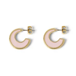 Boucles D'oreilles*Draeger Paris Créoles émail rose
