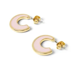 Boucles D'oreilles*Draeger Paris Créoles émail rose