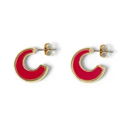 Boucles D'oreilles*Draeger Paris Créoles émail rouge