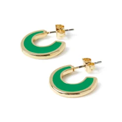 Boucles D'oreilles*Draeger Paris Créoles émail vert