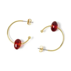 Boucles D'oreilles*Draeger Paris Créoles perle ambre