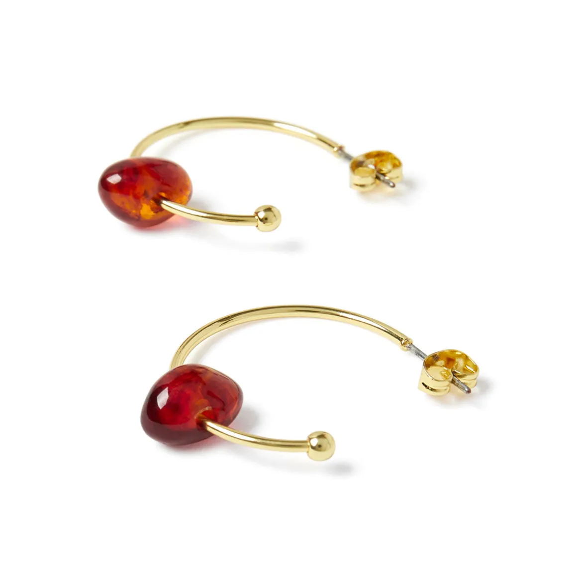 Boucles D'oreilles*Draeger Paris Créoles perle ambre