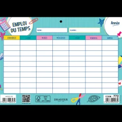 Fournitures Scolaires*Draeger Paris Emploi du temps scolaire 2024-2025 à thème - 19x13 cm