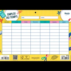 Fournitures Scolaires*Draeger Paris Emploi du temps scolaire 2024-2025 à thème - 19x13 cm